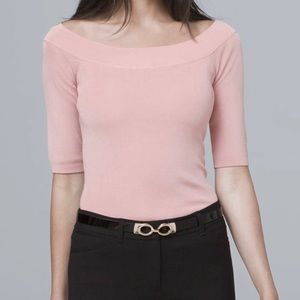 White House Black Market Ribbed Boatneck Top